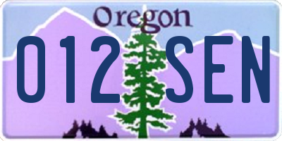 OR license plate 012SEN