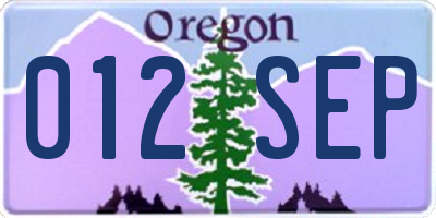 OR license plate 012SEP