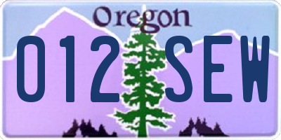 OR license plate 012SEW