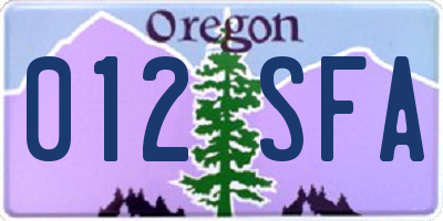 OR license plate 012SFA