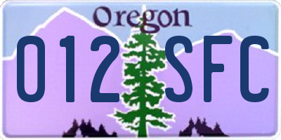 OR license plate 012SFC