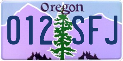 OR license plate 012SFJ