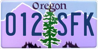 OR license plate 012SFK