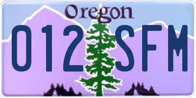 OR license plate 012SFM