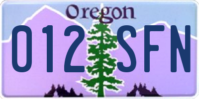 OR license plate 012SFN