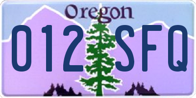 OR license plate 012SFQ