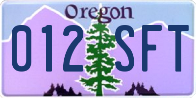OR license plate 012SFT