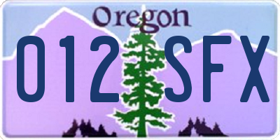 OR license plate 012SFX