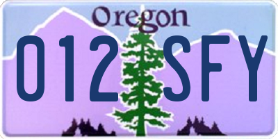 OR license plate 012SFY