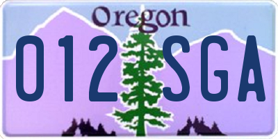 OR license plate 012SGA