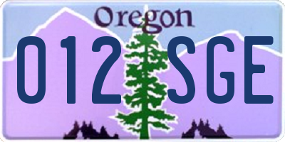 OR license plate 012SGE