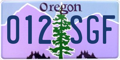 OR license plate 012SGF