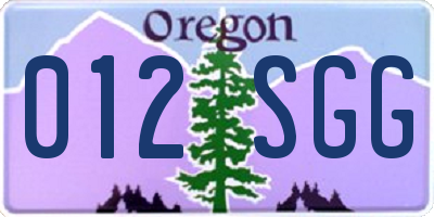 OR license plate 012SGG