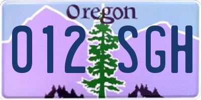 OR license plate 012SGH