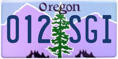 OR license plate 012SGI