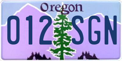 OR license plate 012SGN