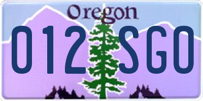OR license plate 012SGO