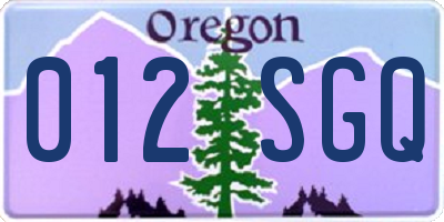 OR license plate 012SGQ