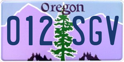 OR license plate 012SGV