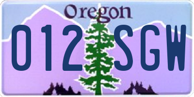 OR license plate 012SGW