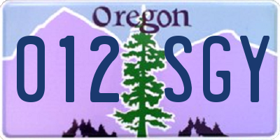 OR license plate 012SGY
