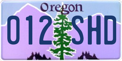 OR license plate 012SHD