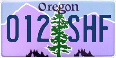 OR license plate 012SHF