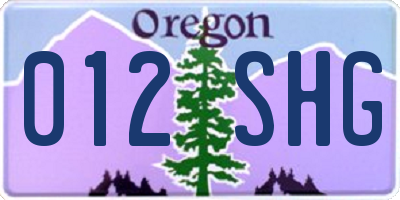 OR license plate 012SHG