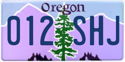 OR license plate 012SHJ