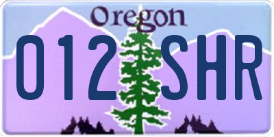 OR license plate 012SHR