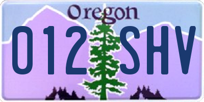 OR license plate 012SHV