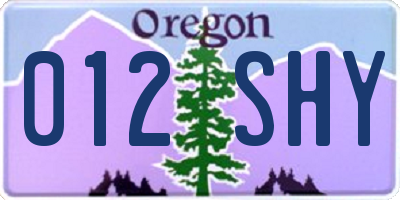 OR license plate 012SHY
