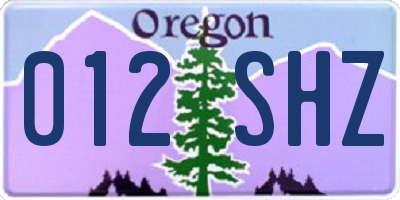 OR license plate 012SHZ