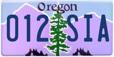 OR license plate 012SIA