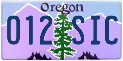 OR license plate 012SIC