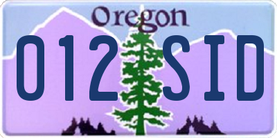 OR license plate 012SID