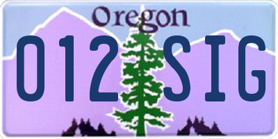 OR license plate 012SIG