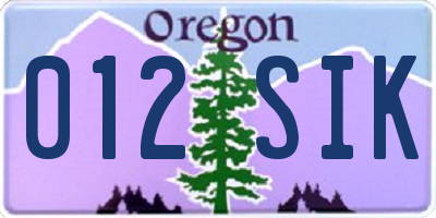 OR license plate 012SIK