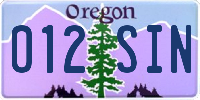 OR license plate 012SIN