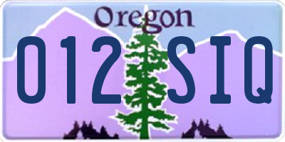 OR license plate 012SIQ