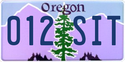 OR license plate 012SIT