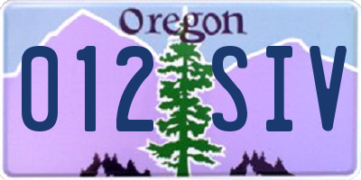 OR license plate 012SIV