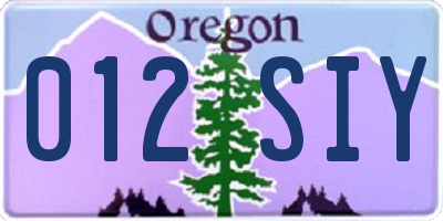 OR license plate 012SIY