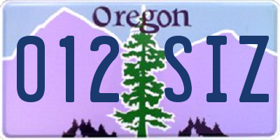 OR license plate 012SIZ