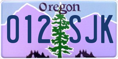 OR license plate 012SJK