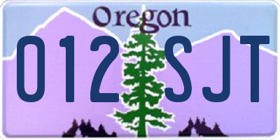 OR license plate 012SJT