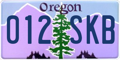 OR license plate 012SKB