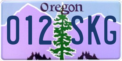 OR license plate 012SKG