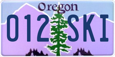 OR license plate 012SKI