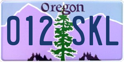 OR license plate 012SKL